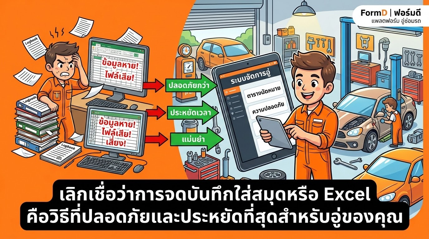 เลิกเชื่อว่าการจดบันทึกใส่สมุดหรือ Excel คือวิธีที่ปลอดภัยและประหยัดที่สุดสำหรับอู่ของคุณ