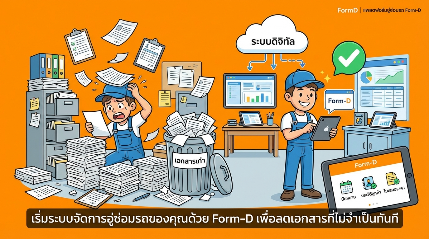 เริ่มต้นระบบบริหารอู่ด้วย Form-D เพื่อลดภาระงานเอกสารที่ไม่จำเป็นทันที