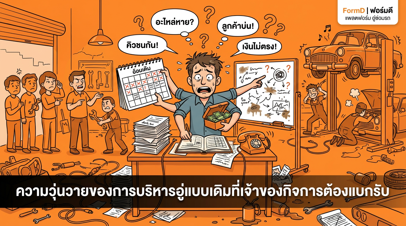 ความวุ่นวายของการบริหารอู่แบบเดิมที่เจ้าของกิจการต้องแบกรับ