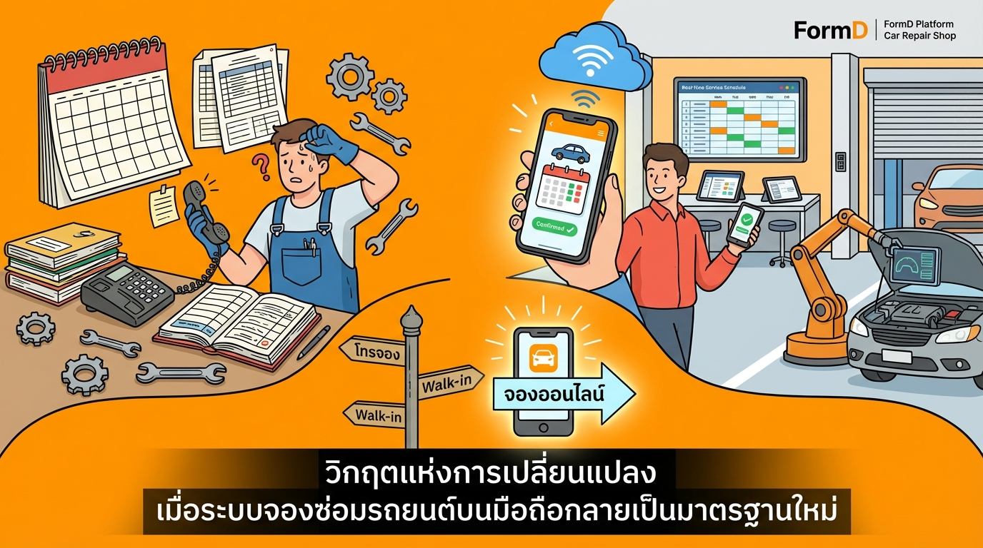 วิกฤตความเปลี่ยนแปลงเมื่อระบบจองคิวซ่อมรถผ่านมือถือกลายเป็นมาตรฐานใหม่