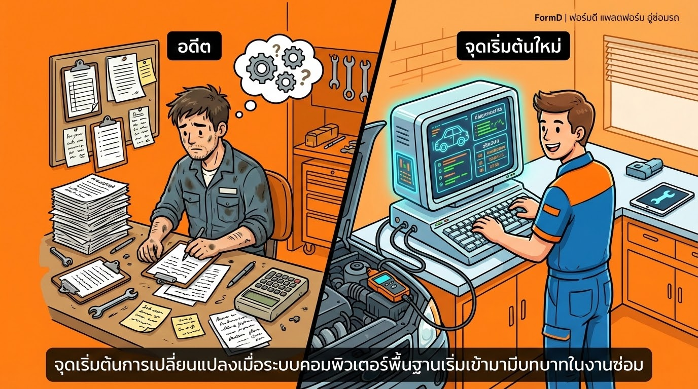 จุดเริ่มต้นการเปลี่ยนแปลงเมื่อระบบคอมพิวเตอร์พื้นฐานเริ่มเข้ามามีบทบาทในงานซ่อม