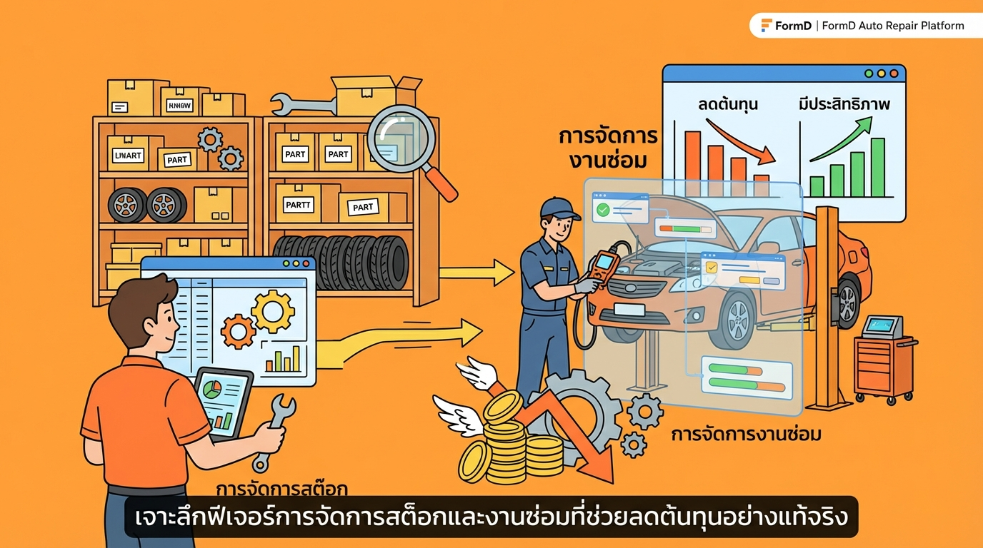 เจาะลึกฟีเจอร์จัดการสต็อกและงานซ่อมที่ช่วยลดต้นทุนได้จริง