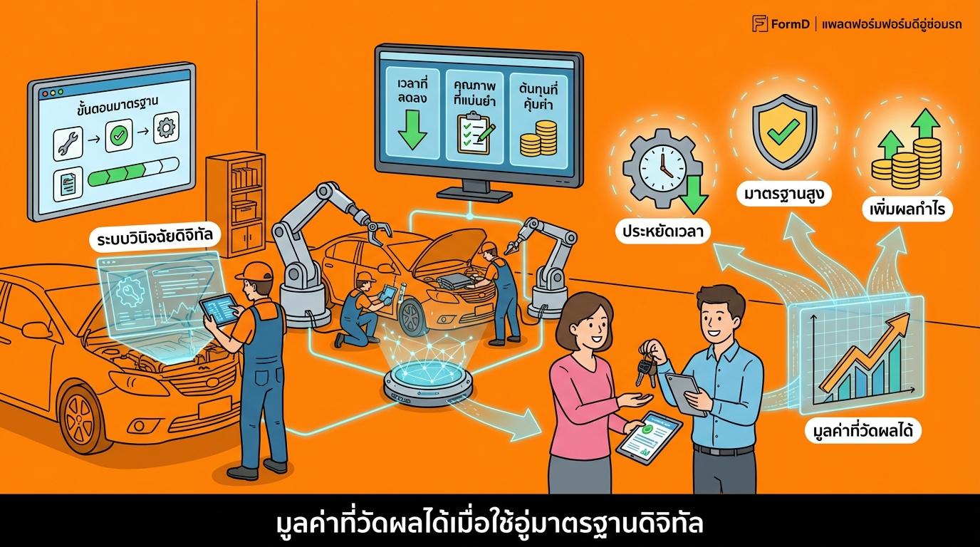 ความคุ้มค่าที่วัดผลได้จริงเมื่อใช้บริการอู่ที่มีมาตรฐานดิจิทัล