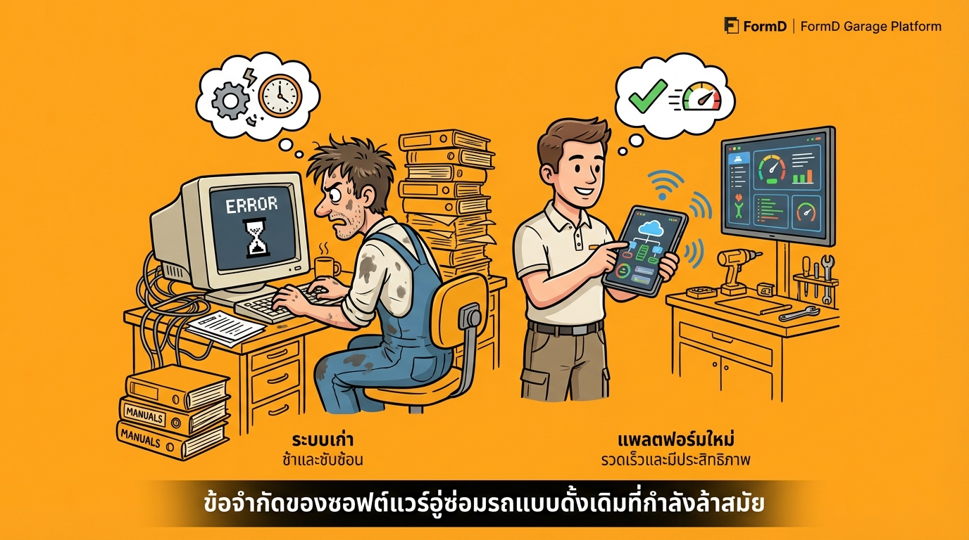 ข้อจำกัดของโปรแกรมอู่บนคอมพิวเตอร์แบบดั้งเดิมที่เริ่มตกยุค
